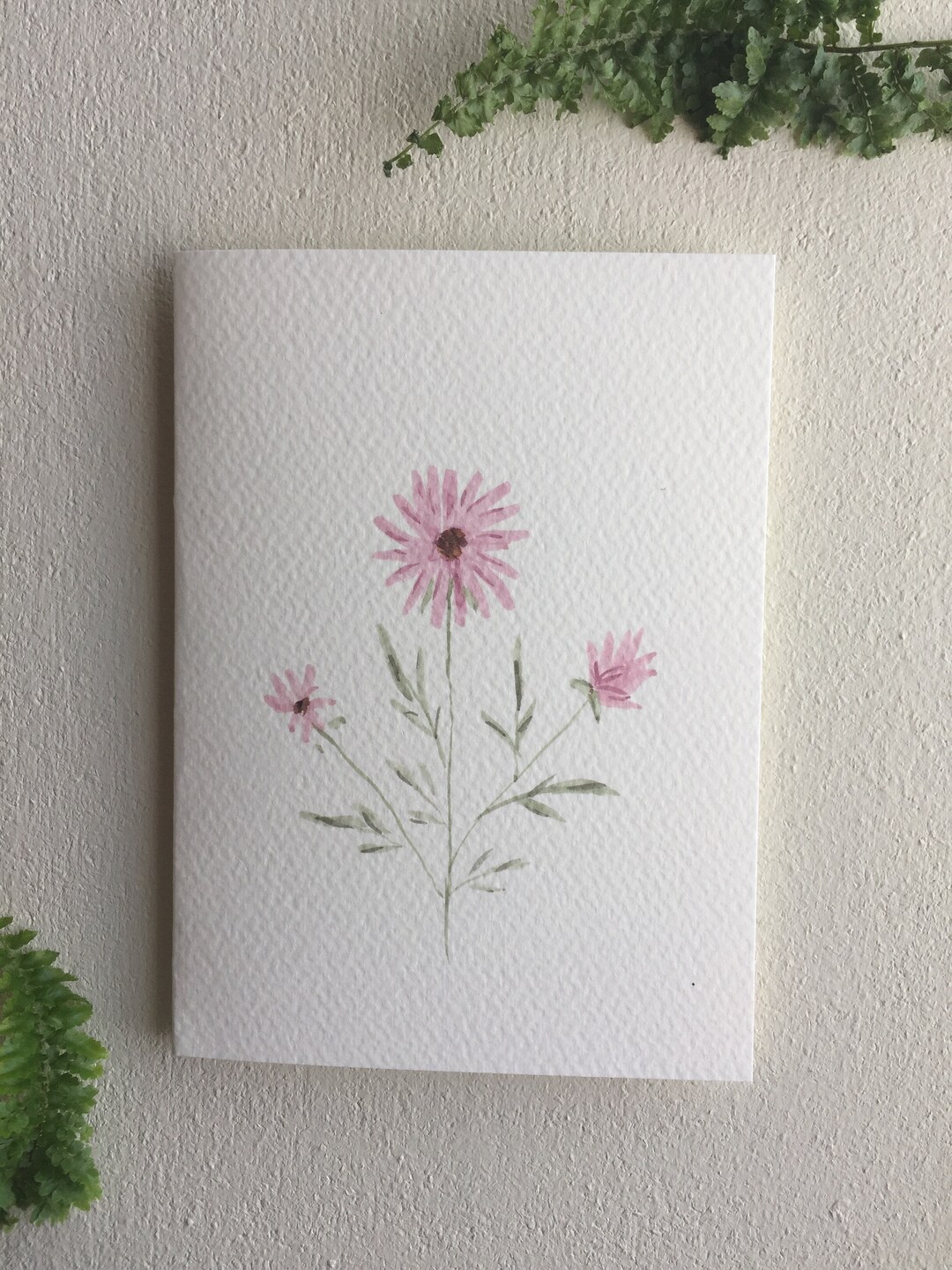 Hand Painted Watercolor Floral Card: Kraft Envelope, Blank Note, Mother ...