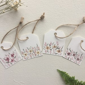 Handmade Floral Watercolor Gift Tags: Set of 4