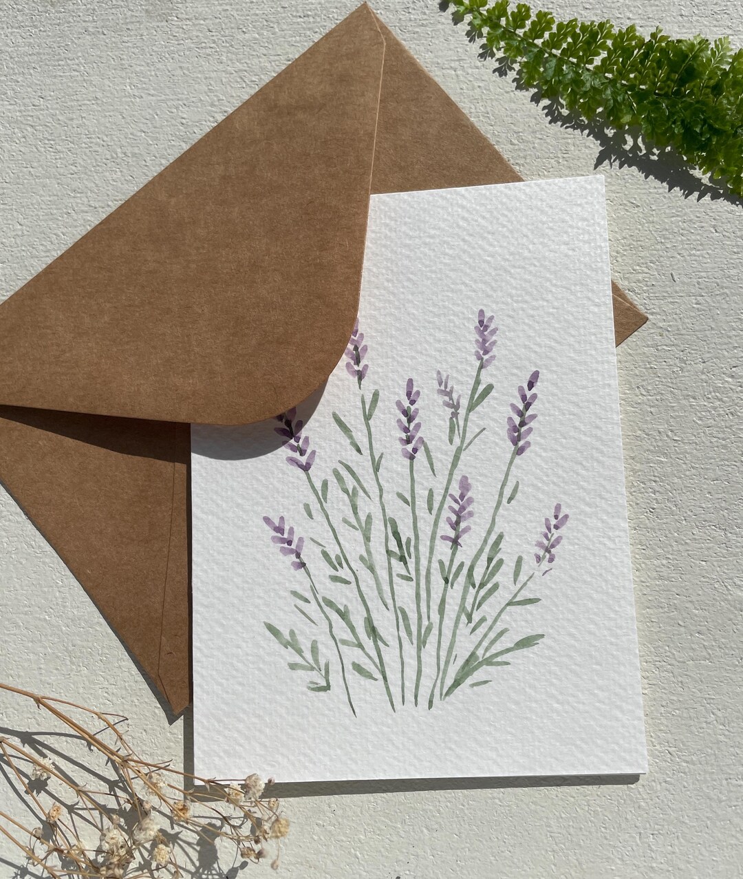 Hand-painted Watercolor Floral Card: Blank Wildflower Note With Kraft ...