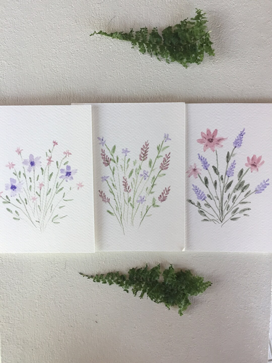 Hand Painted Watercolor Floral Cards: Set of 3 Blank Greeting Cards ...