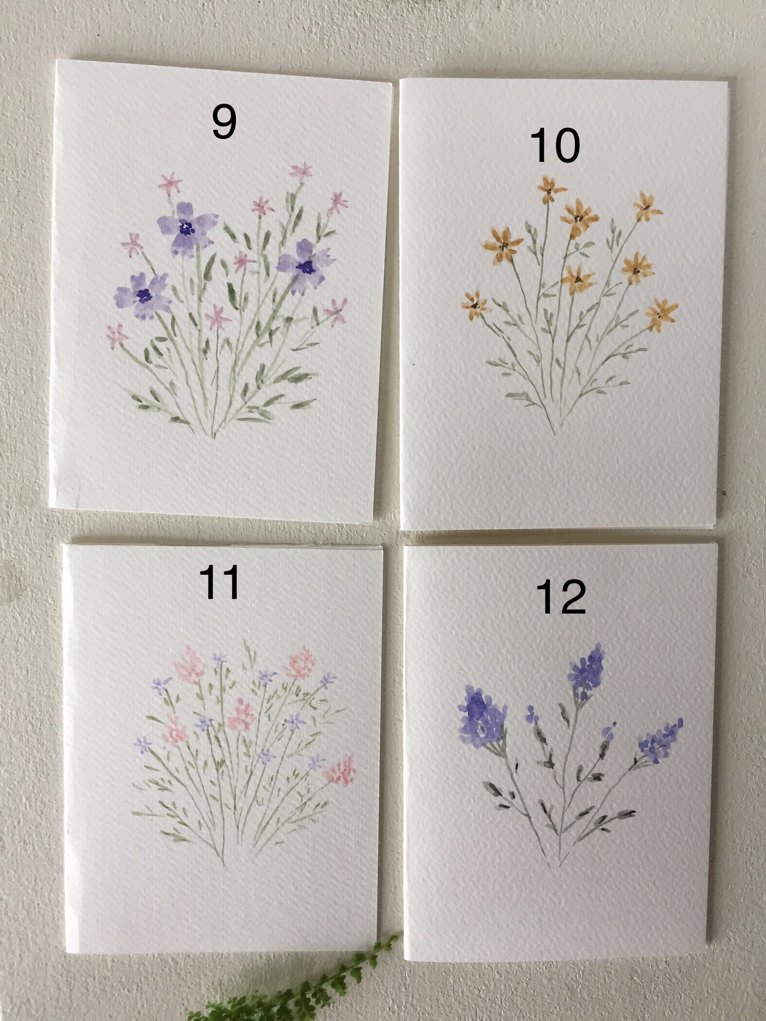 Set of 10 Hand Painted Original Watercolor Floral Greeting Cards Blank ...