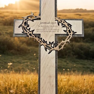 Christian Layered Cross SVG with Jeremiah 29:11 | Laser Cut File for Glowforge, xTool, CNC, Cricut | Religious Wall Art Template
