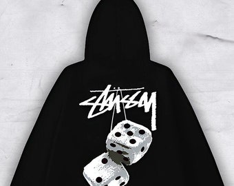 Stussy Bedruckter Streetwear-Hoodie, Lucky Dice Sweatshirt, Y2K-Hoodie-Pullover, trendiges Shirt, individuelles Sweatshirt & Hoodie, Stussy-T-Shirt