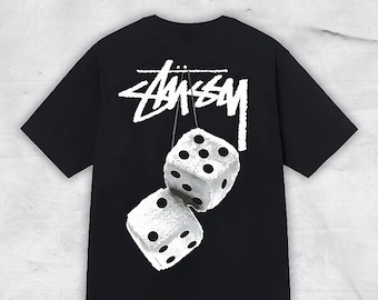 Camiseta streetwear estampada Stussy, camisa Lucky Dice, camiseta Y2K, camisa de moda, sudadera y sudadera con capucha personalizadas, camiseta Stussy