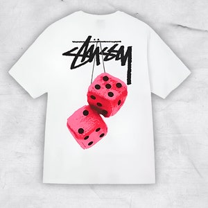Stussy Bedrucktes Streetwear-T-Shirt, Lucky Dice-Shirt, Y2K-T-Shirt, trendiges Shirt, individuelles Sweatshirt & Hoodie, Stussy-T-Shirt Bild 2