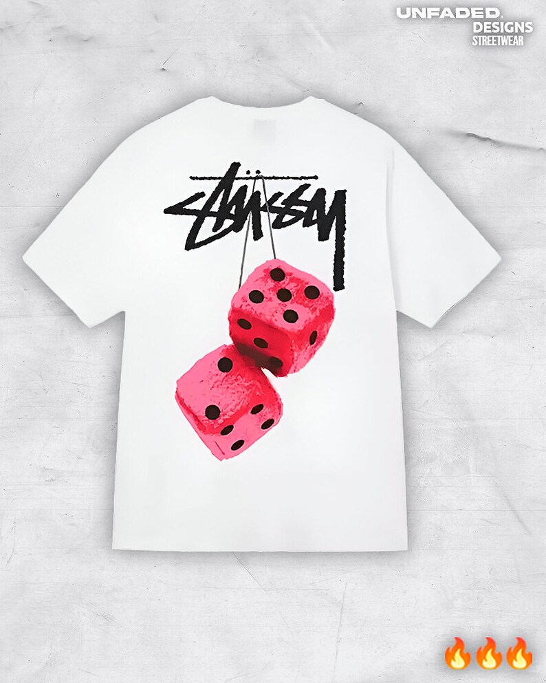 Stussy Bedrucktes Streetwear-T-Shirt, Lucky Dice-Shirt, Y2K-T-Shirt, trendiges Shirt, individuelles Sweatshirt & Hoodie, Stussy-T-Shirt Bild 2