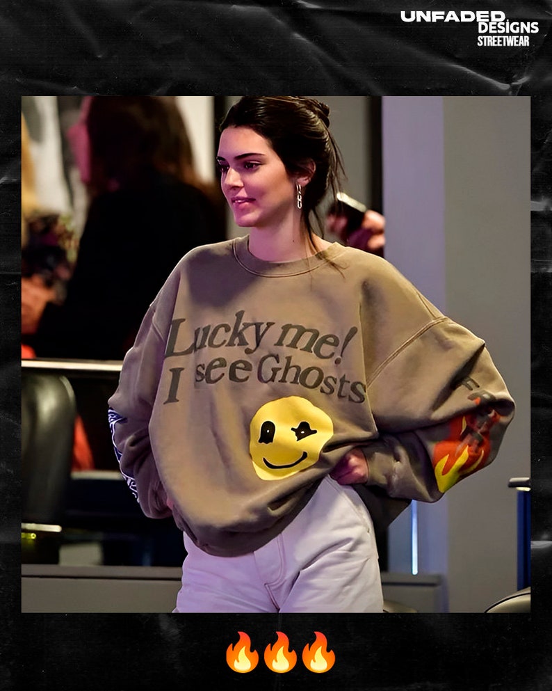 Lucky Me I See Ghosts Hoodie, Kanye West Shirt, Oversized Cotton Sweater, Hip Hop Sweatshirt, Unisex Clothes, Rapper Vintage Aesthetic zdjęcie 3