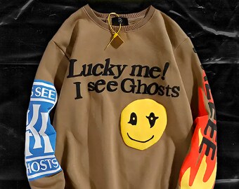 Kanye West Inspired 'LUCKY ME' 3D Print Sweatshirt - Unisex Streetwear Pullover, I See Ghosts Design, Cozy Cotton Sweatshirt