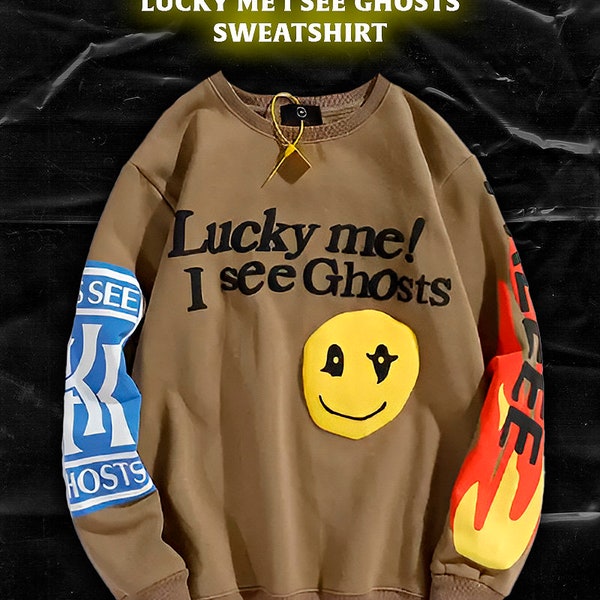 Lucky Me I See Ghosts Hoodie, Kanye West Shirt, Oversized Cotton Sweater, Hip Hop Sweatshirt, Unisex Clothes, Rapper Vintage Aesthetic