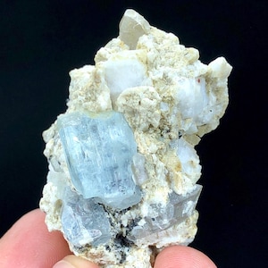 Natural Terminated Aquamarine Crystal on Matrix From Skardu Pakistan - 35 Grams