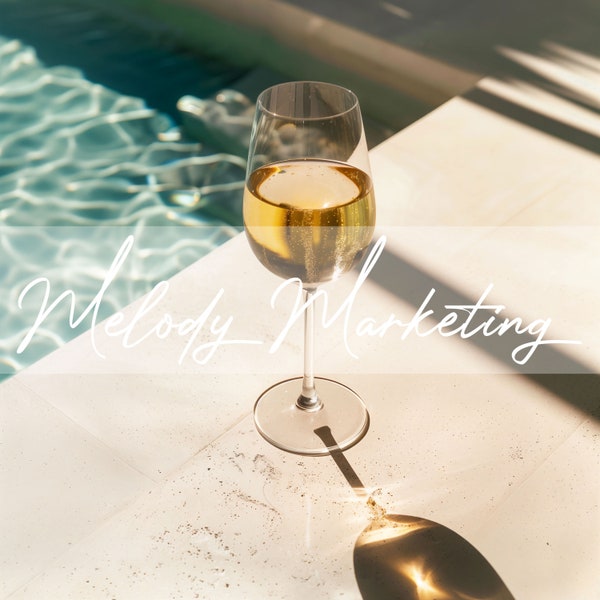 Aesthetic Stock Photo For Faceless Digital Marketing, Faceless Reels, White Wine by the Pool, Instant Download