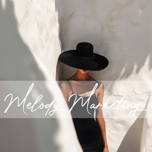 Faceless Reels Instagram Photo For Faceless Digital Marketing, Woman in a Black Hat and Dress Minimalist Landscape, Instant Download
