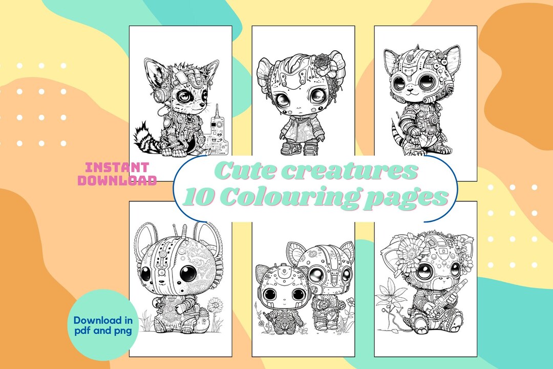 10 Colouring Pages With Adorable Creatures Print at Home Pages for ...