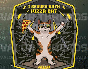 ピザキャットAUAB士気パッチ – 「ピザキャットと一緒に奉仕しました」 | 4インチPVCベルクロパッチ | 配備