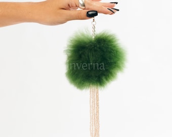 Llavero Alpaca verde — accesorio de alpaca de lujo — accesorio de bolso — accesorio de bolso — hecho a mano por artesanos — regalo para ella