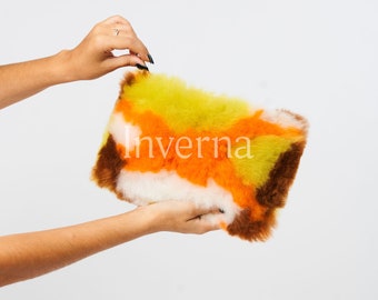 Recycled fur Baby Alpaca “Zero waste” Handbag — handmade by Peruvian artisans — Fluffy alpaca clutch —  Sustainable Ethical Fur garment