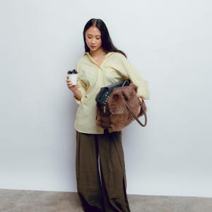 Sac week-end de luxe en cuir de fourrure d'alpaga, cuir de vachette, voyage artisanal péruvien « LEGADO » image 13