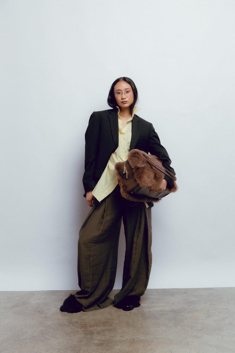 Sac week-end de luxe en cuir de fourrure d'alpaga, cuir de vachette, voyage artisanal péruvien « LEGADO » image 14