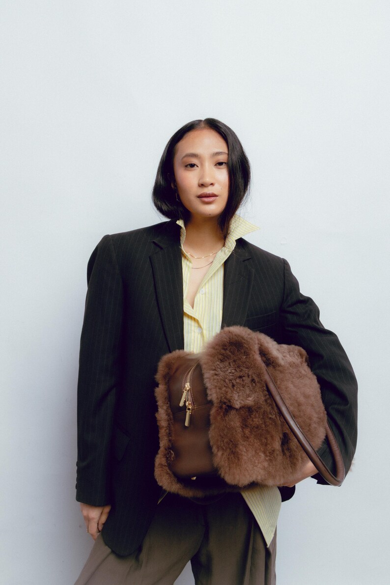 Sac week-end de luxe en cuir de fourrure d'alpaga, cuir de vachette, voyage artisanal péruvien « LEGADO » image 11