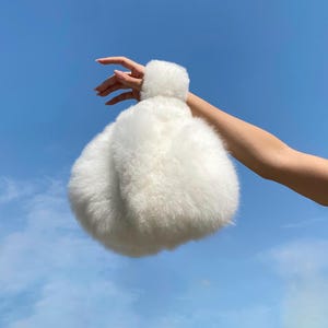 Alpaca  “Raindrop” handbag — Luxury alpaca leather handbag —  Fluffy alpaca fur handbag —  Handmade by Peruvian artisans