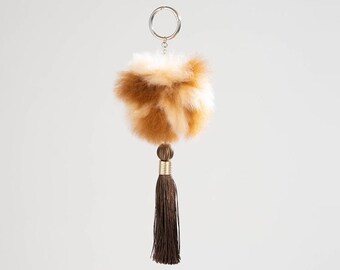 Pompon fait main en fourrure de baby alpaga - Sac à main/accessoire de sac à main