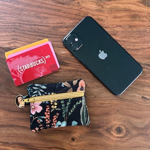 Rifle Paper Co Amalfi Herb Garden Noir et jaune moutarde - Mini pochette zippée - Porte-cartes porte-clés - BESU Handmade