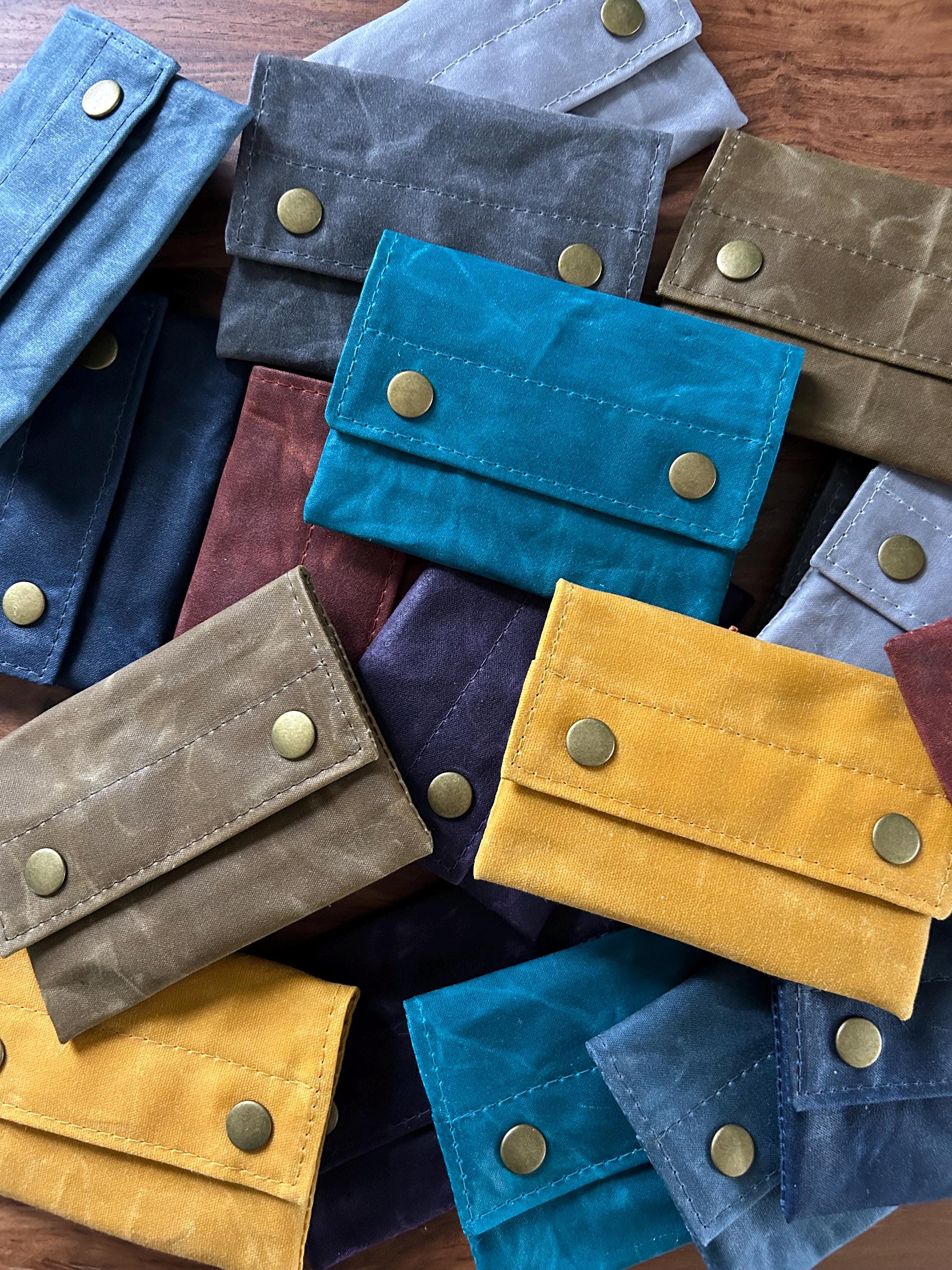 Waxed Canvas Double Snap Card Wallet - Choose Your Color - BESU Handmade