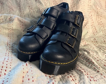 Dr Martens Coppola triple buckle chunky heel low ankle boots