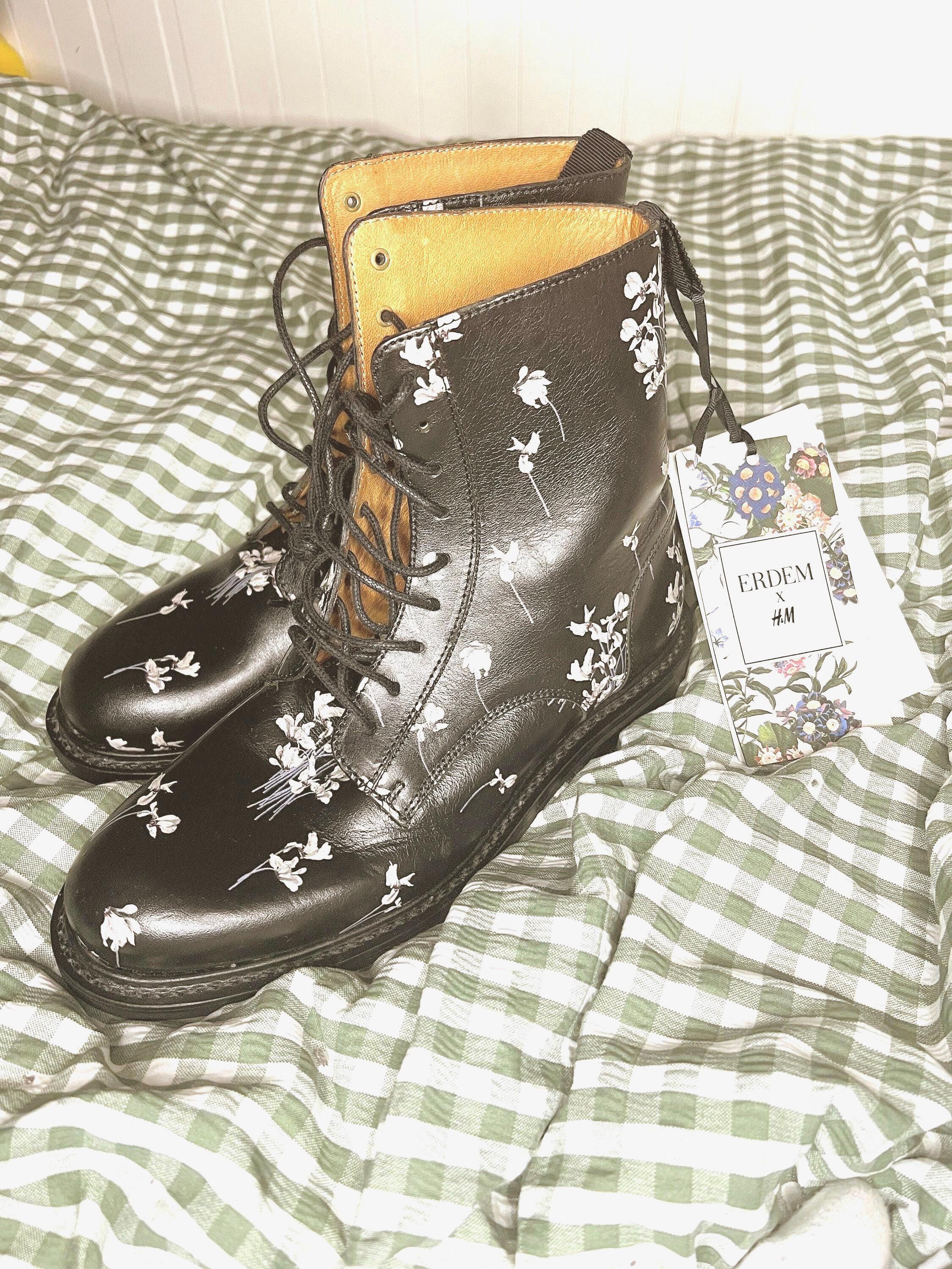 Erdem X H&M Floral Combat Boots UK6/EU39 - Etsy