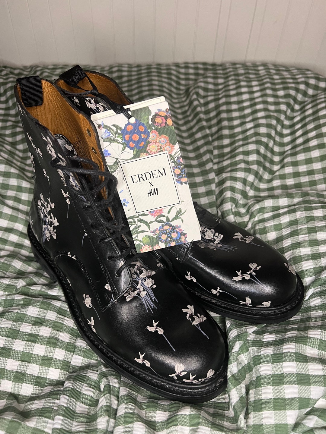 Erdem X H&M Floral Combat Boots UK6/EU39 - Etsy UK