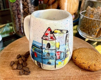 Set of Ceramic Mug, Handmade Ceramic Cup, Handpainted Stoneware Glazed Pottery, Gift For Her