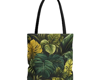 Tote Bag Tropical leaves bag Green Tote bag gift errands bag