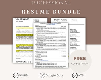 ATS Resume Template, CV Template, Google Docs, Word, Cover Letter, Reference, ATS Resume, Clean Resume, Free Consultation