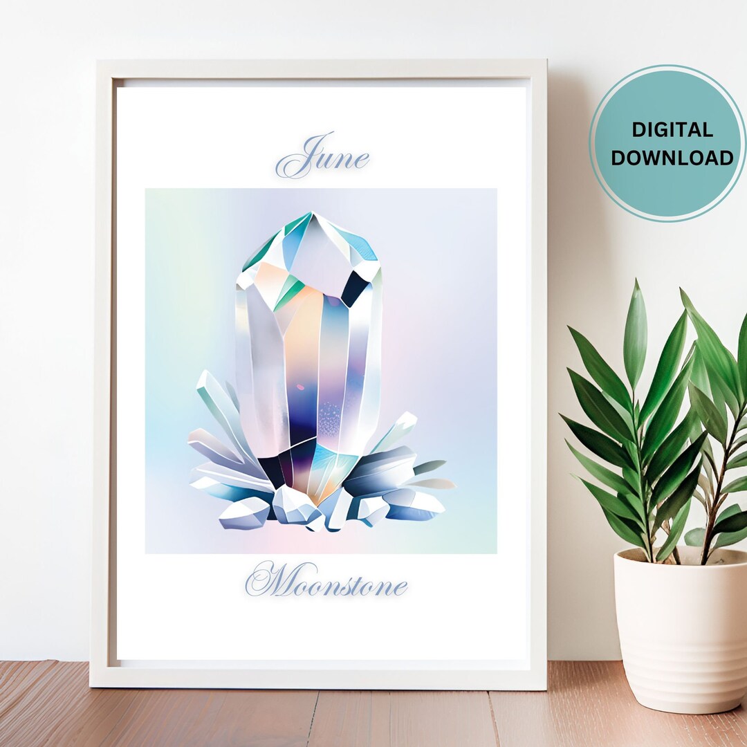 Crystal | Moonstone | Birthstone | June | Wall Art | Wall Decor | Home ...