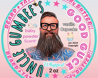 Uncle Gumbee's Good Guck Beard + Tattoo baby powder vanilla cup cake