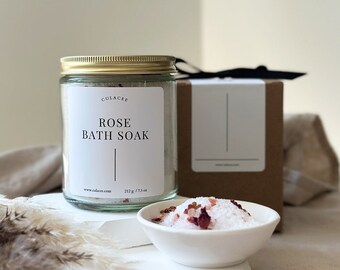 Rose Bath Soak in Jar Rose Bath Salt Floral Bath Salts Spa Gift For Mom Thank You Gift Friend Gift Relaxing Bath Soak Welcome Gift Wedding