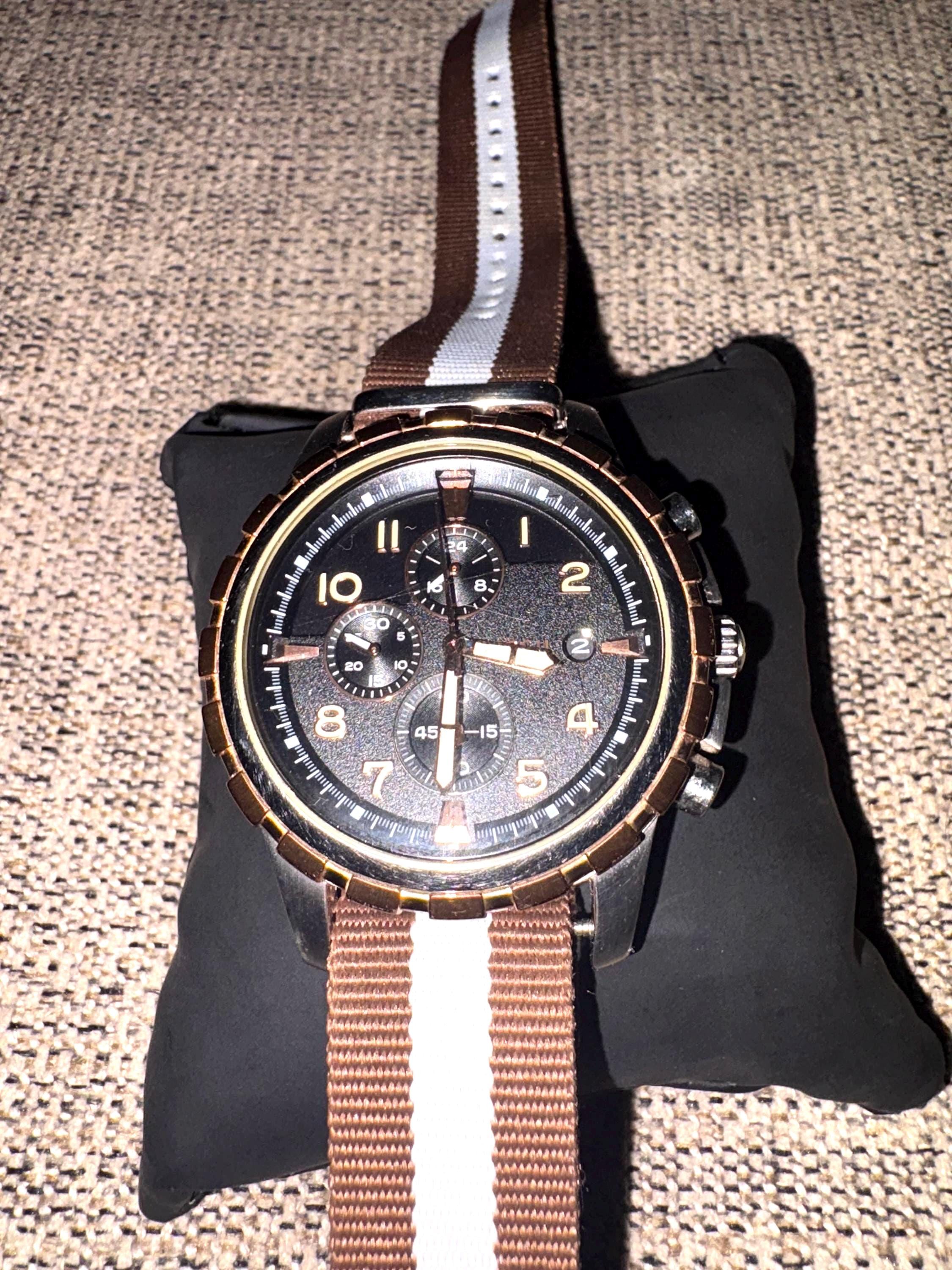 Fossil Chronograph Men\'s Watch JR9551 Black Leather Cuff 50M WR New Battery Fossil Chronograph Sports Wristwatches for sale | Shop with  main image 4