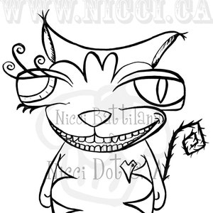 Alice in Wonderland inspired Cheshire Cat (B) ~ INSTANT DOWNLOAD Digital Digi Stamp
