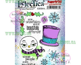 ENB04 PaperArtsy red rubber Winter Christmas Stamp Set designed by Nicci Battilana