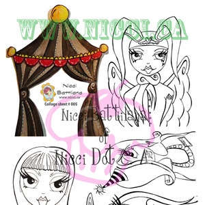 INSTANT DOWNLOAD BIG Eye Circus Collage Sheets (#5 & #6)