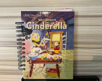 LITTLE GOLDEN BOOK ~ Disney’s Cinderella ~ 110 page Mixed Media junk / art journal ~ spiral bound