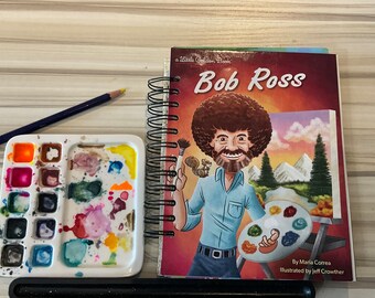 LITTLE GOLDEN BOOK ~ Bob Ross ~ Mixed Media junk / art journal ~ spiral bound