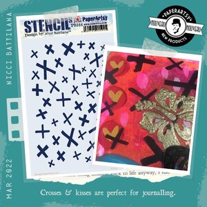 PS316 PaperArtsy grand pochoir arrière-plan X hachuré conçu par Nicci Battilana