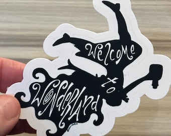 Falling ALICE silhouette SMALL ~ Welcome to Wonderland ~ Clear Vinyl STICKER