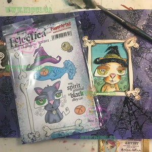 ENB01 PaperArtsy Halloween Cat n Bones Stamp Set designed by Nicci Battilana image 4