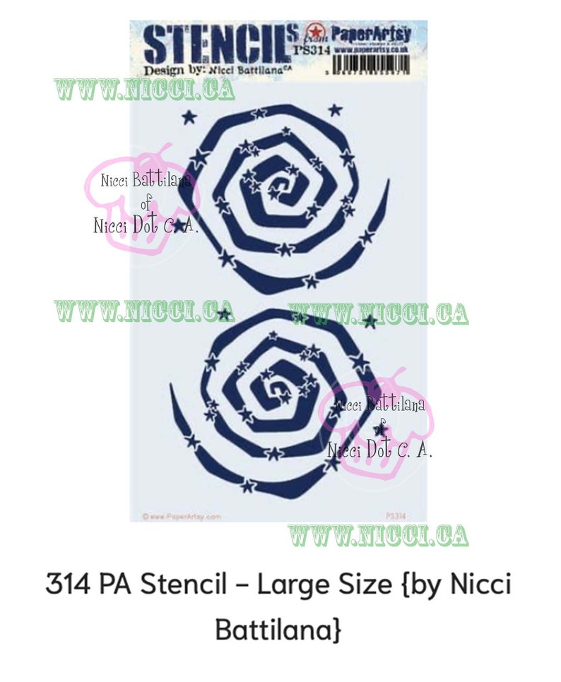 PS314 PaperArtsy spirals and stars background Stencil designed by Nicci Battilana image 1