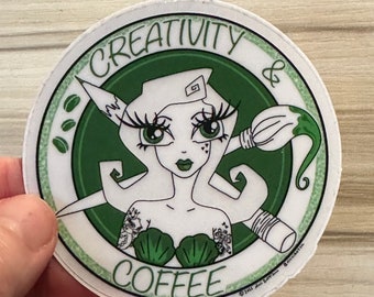 Creativity & Coffee  ~ Clear Vinyl STICKER