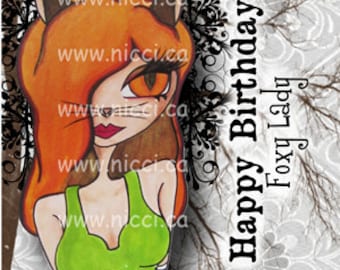 HAPPY BIRTHDAY Foxy Lady ~ Greeting Card by a Glitzy Gal ...