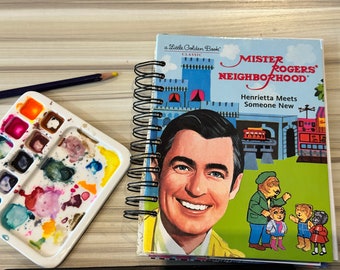 LITTLE GOLDEN BOOK ~ Mister Rogers’ Neighborhood ~ 126 page Mixed Media junk / art journal ~ spiral bound
