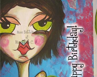 Happy Birthday ~ Greeting Card by a Glitzy Gal (BLANK inside)